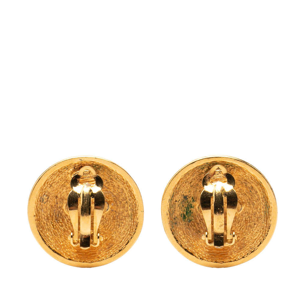 Pre-Loved Chanel CC Gold Plated Quilted Round Clip On Earrings - Picture 2 of 3